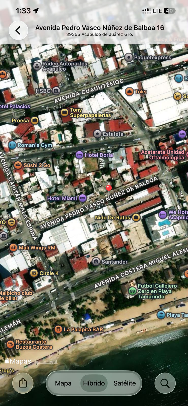 Geolocalización de la obra de rehabilitación de pavimentación en Pedro Vasco Núñez de Balboa
