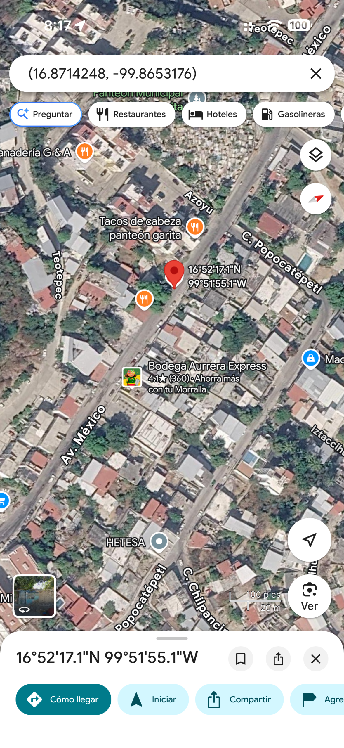 Geolocalización de la construcción de andador Cda. Miguel Hidalgo y Calle Miguel Hidalgo