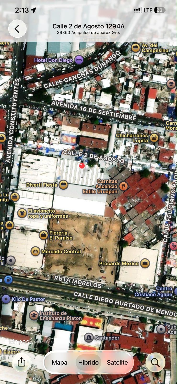 Geolocalización de la obra Mercado Nave de Sombrillas del Mercado Central de Acapulco
