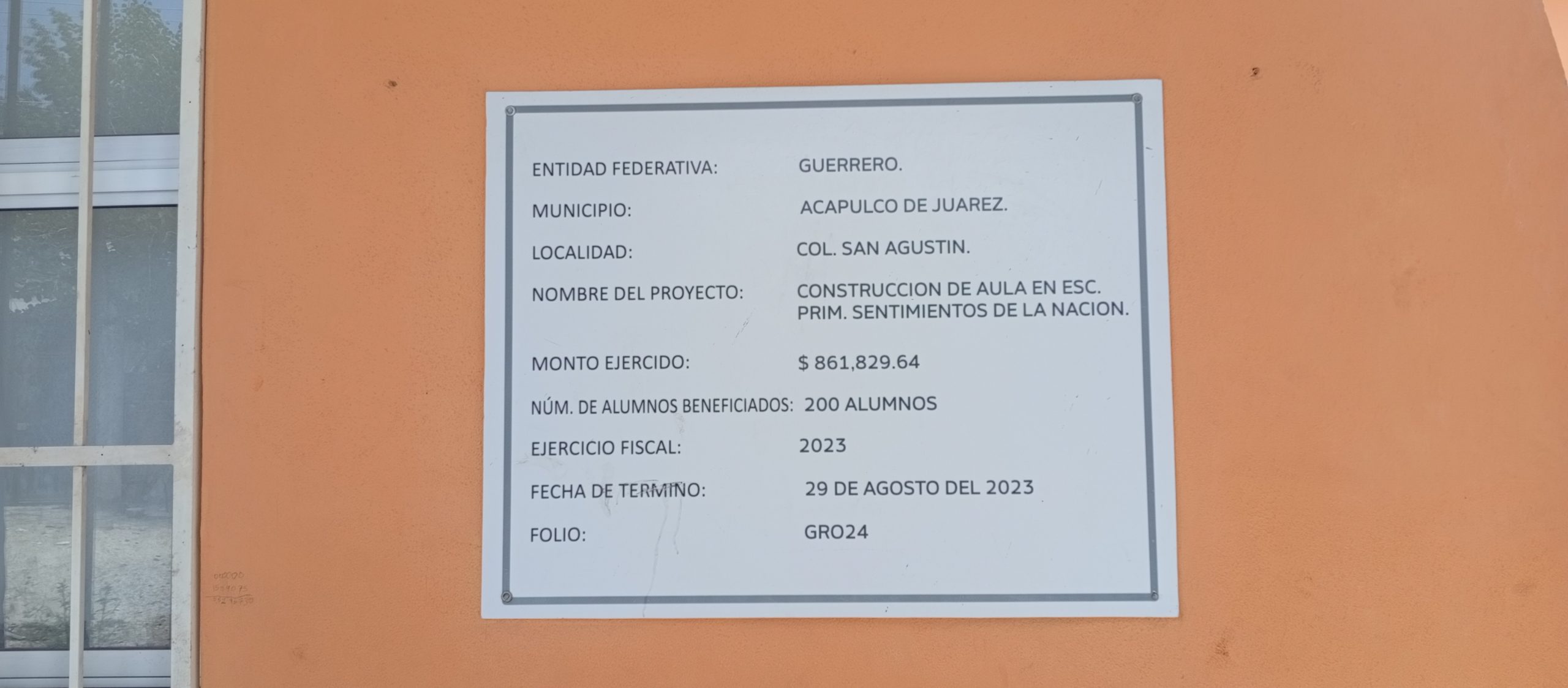 Construcción de aula en Escuela Primaria Sentimientos de la Nación